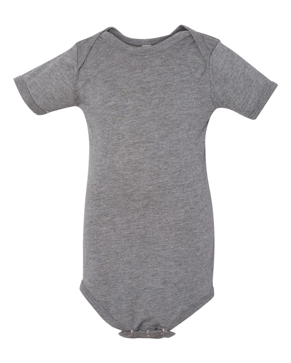 Front View of Grey Triblend Infant Triblend Short Sleeve One Piece - 134B