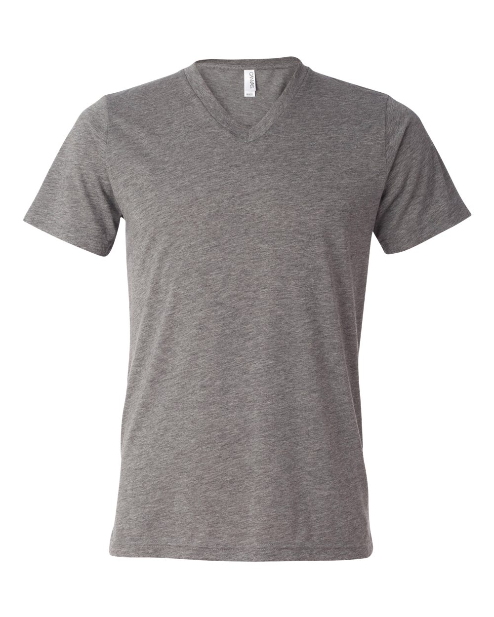 Front View of Grey Triblend Triblend V-Neck Short Sleeve Tee - 3415
