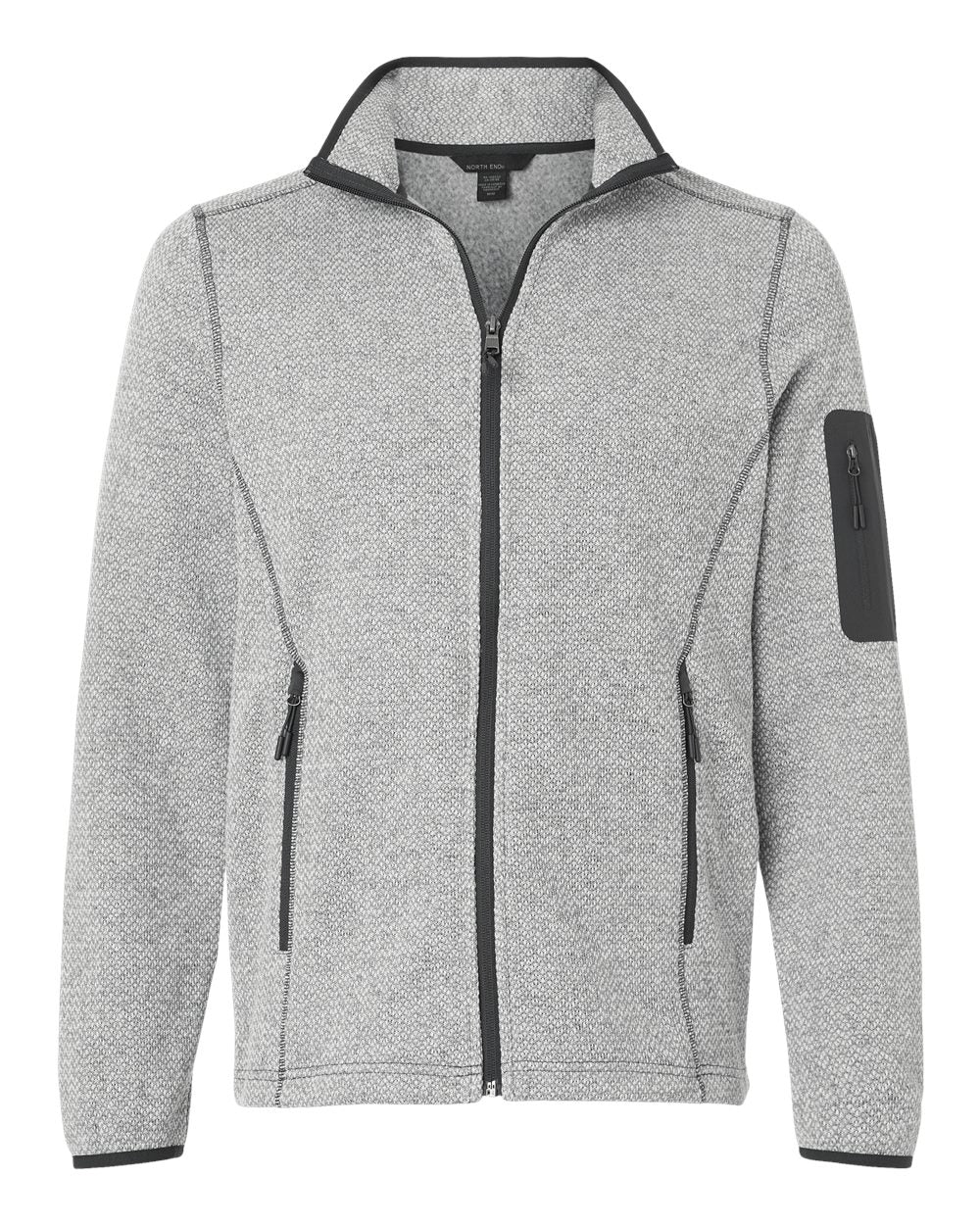 Front View of Grey/ White Men's Jasper Full-Zip Fleece Jacket - NE730