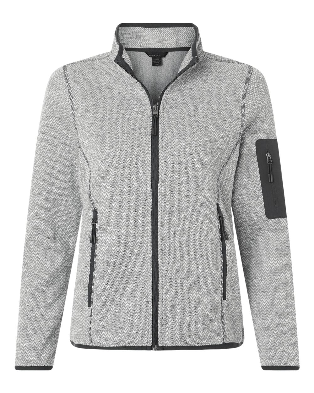 Front View of Grey/ White Women's Jasper Full-Zip Fleece Jacket - NE730W