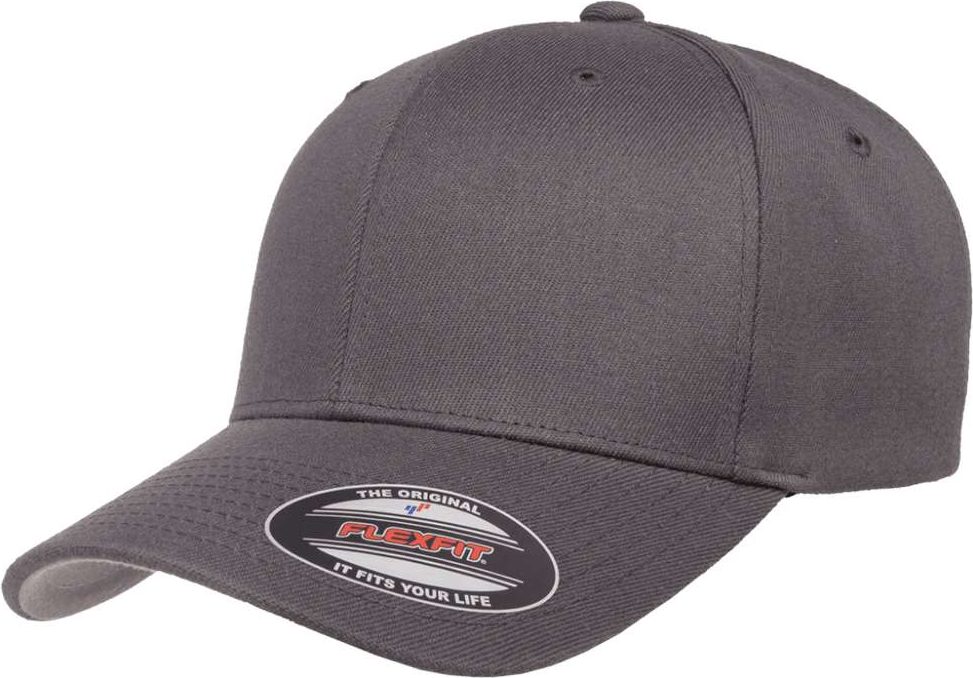 Front View of Grey Wool-Blend Cap - 6477