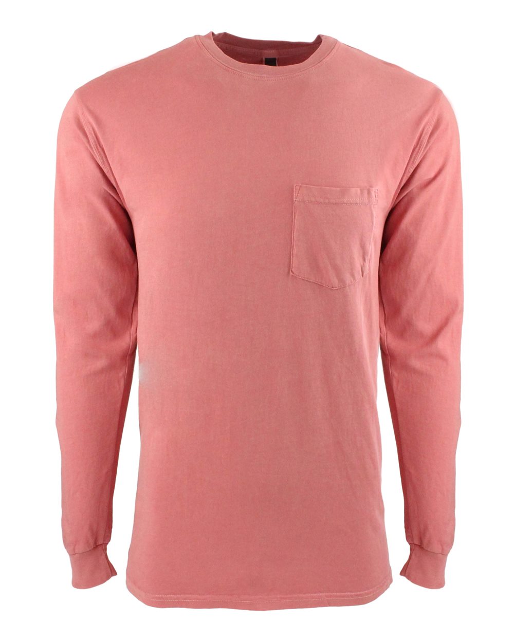 Front View of Guava Inspired Dye Long Sleeve Pocket T-Shirt - 7451