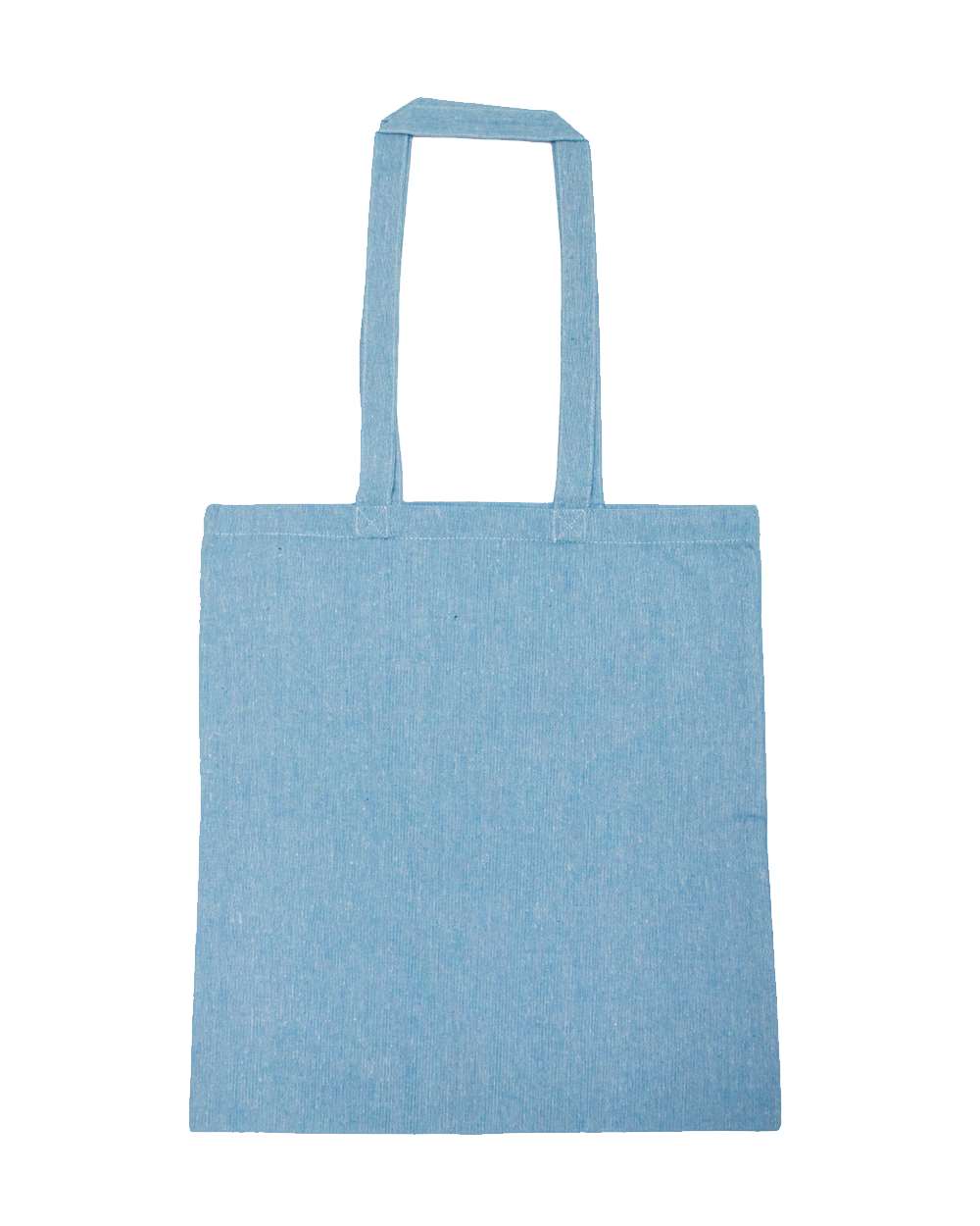 Front View of Heather Aqua Lightweight Recycled Canvas Tote Bag with Extended Handle - 8505R