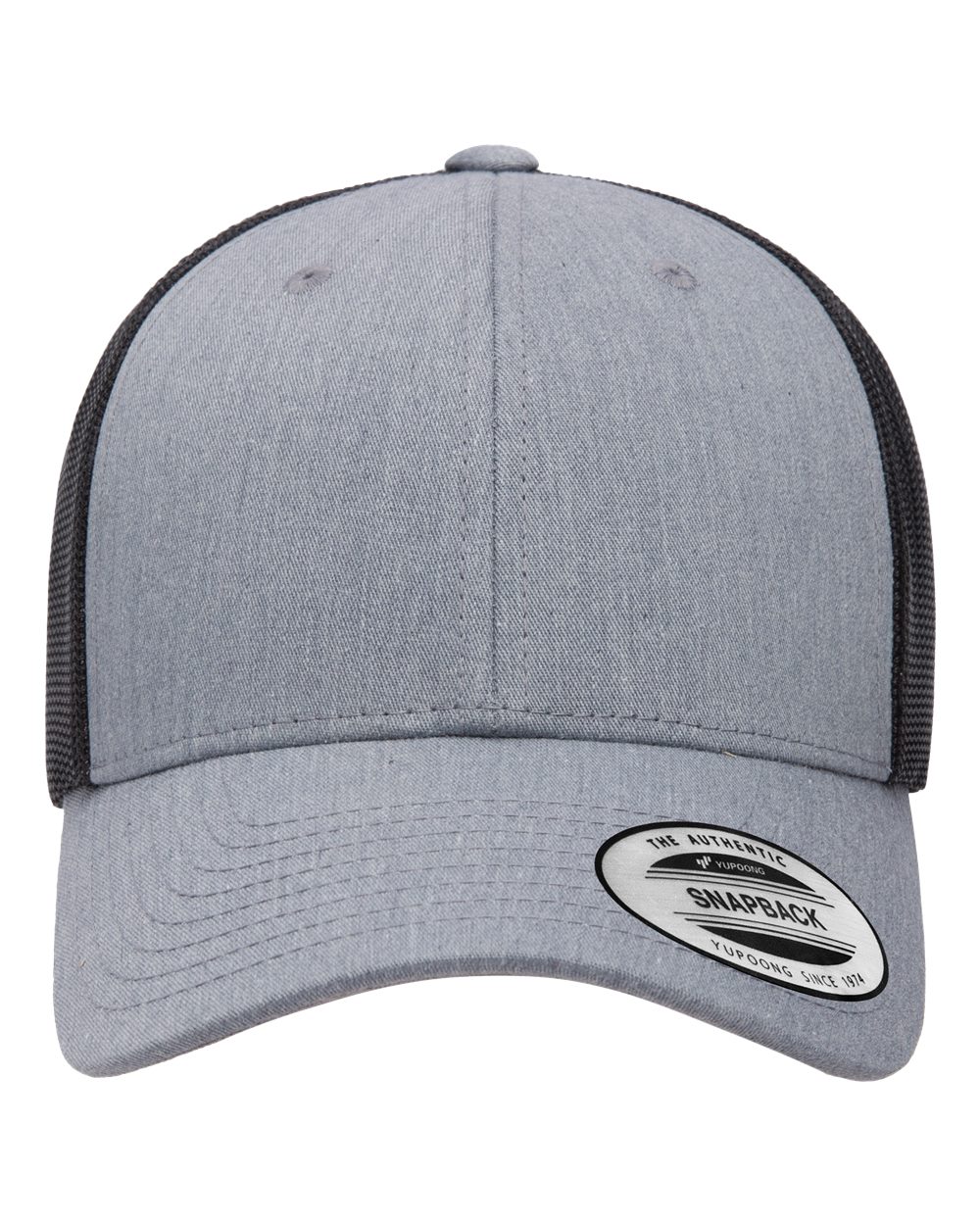 Front View of Heather/ Black Elite Cap - 6601