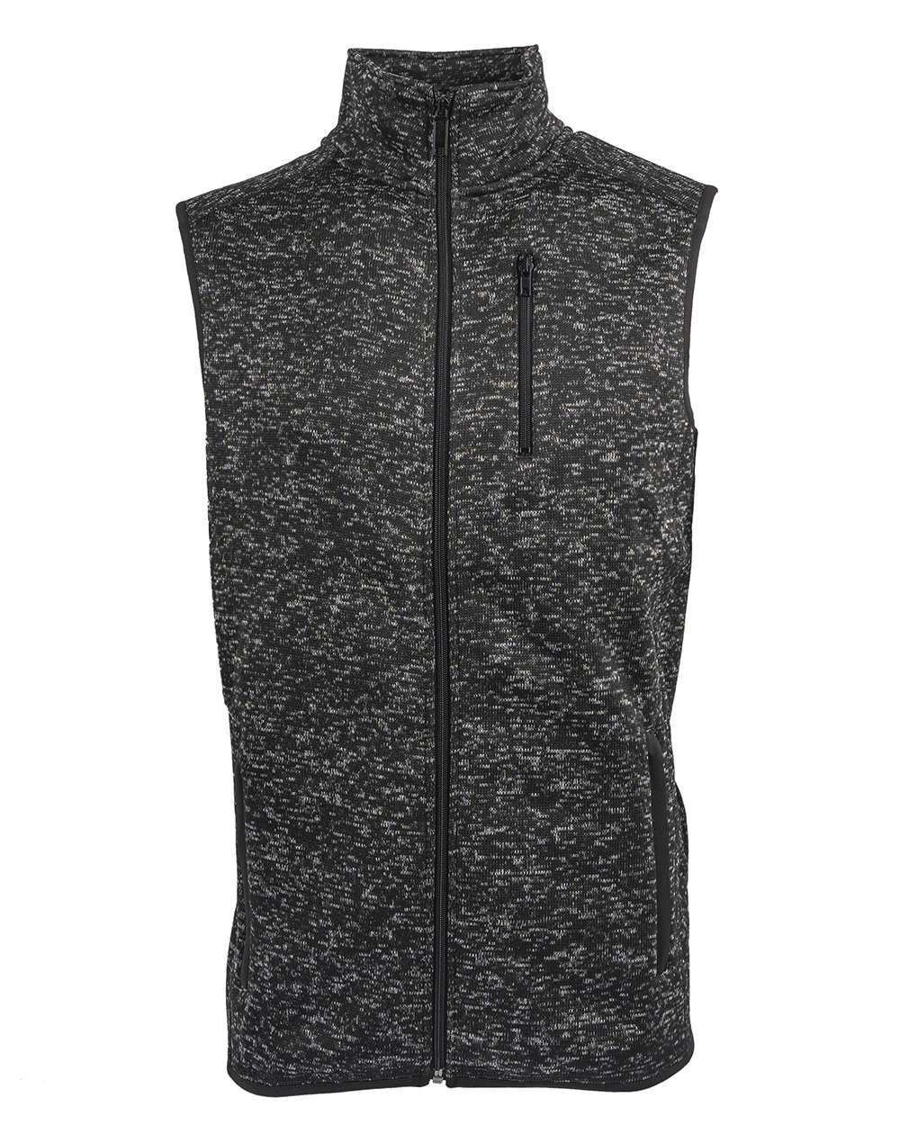 Front View of Heather Black Sweater Knit Vest - 3910