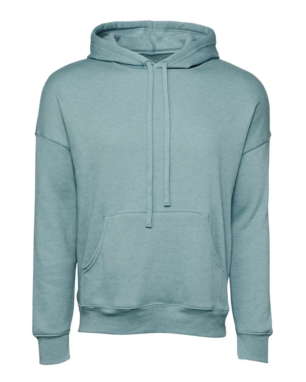 Front View of Heather Blue Lagoon Sponge Fleece Drop Shoulder Hoodie - 3729