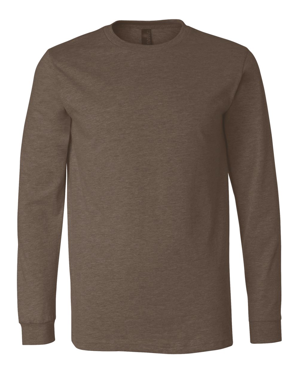 Front View of Heather Brown Heather CVC Long Sleeve Tee - 3501CVC
