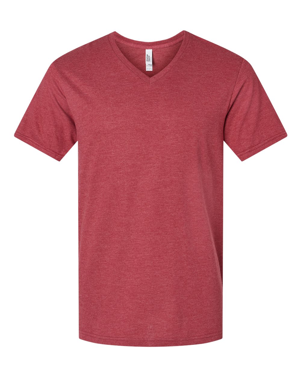 Front View of Heather Cardinal CVC V-Neck Tee - 2006CVC
