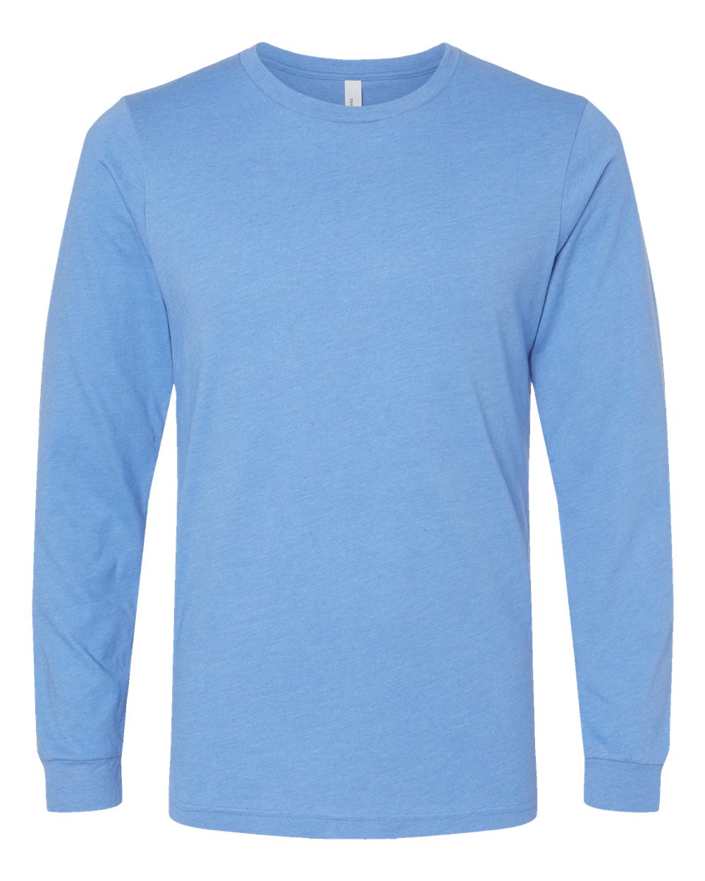 Front View of Heather Carolina Blue Heather CVC Long Sleeve Tee - 3501CVC