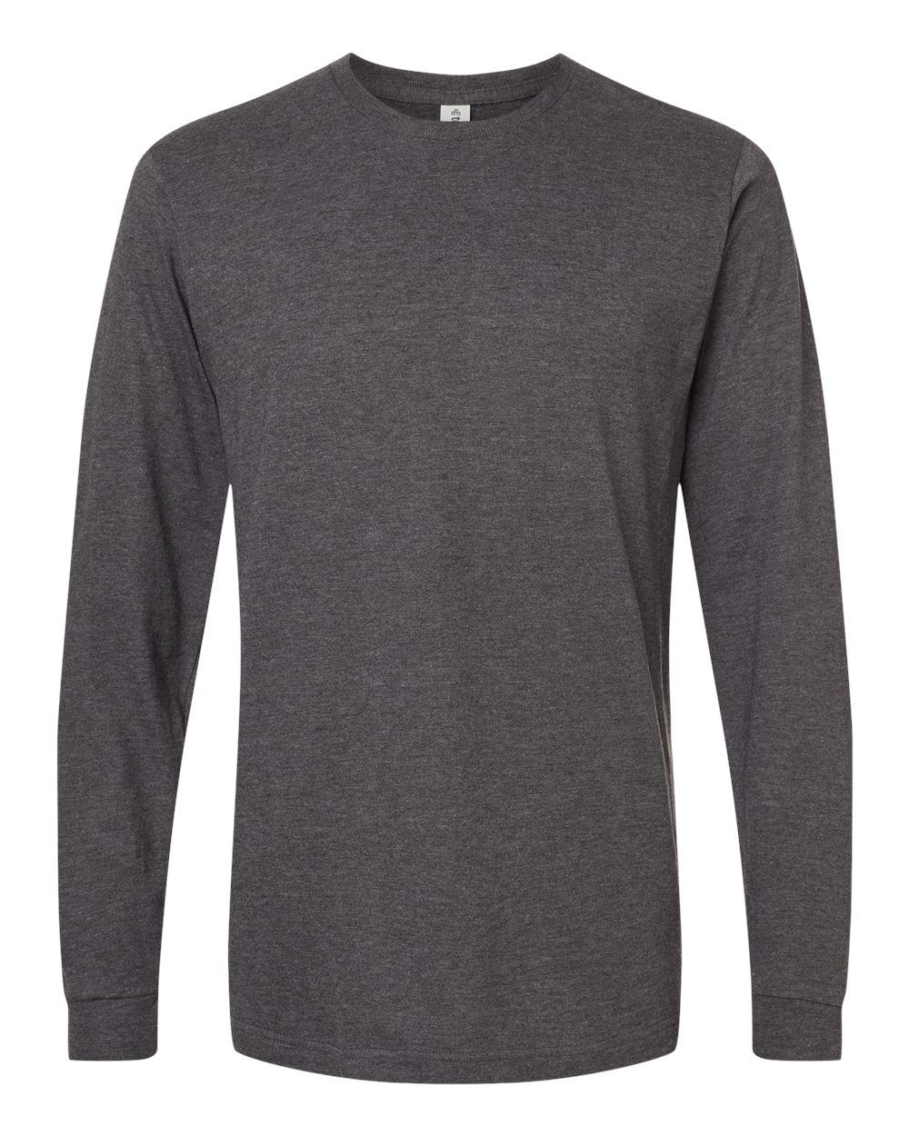 Front View of Heather Charcoal Fine Jersey Long Sleeve T-Shirt - 202LS