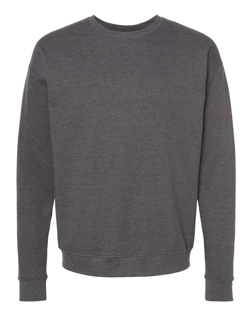 Front View of Heather Charcoal Fleece Crewneck Sweatshirt - 340
