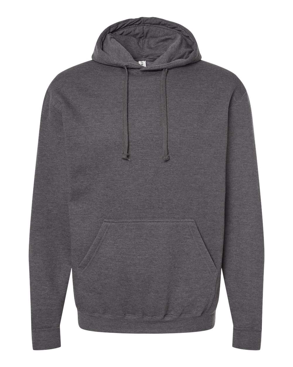 Front View of Heather Charcoal Fleece Hooded Sweatshirt - 320