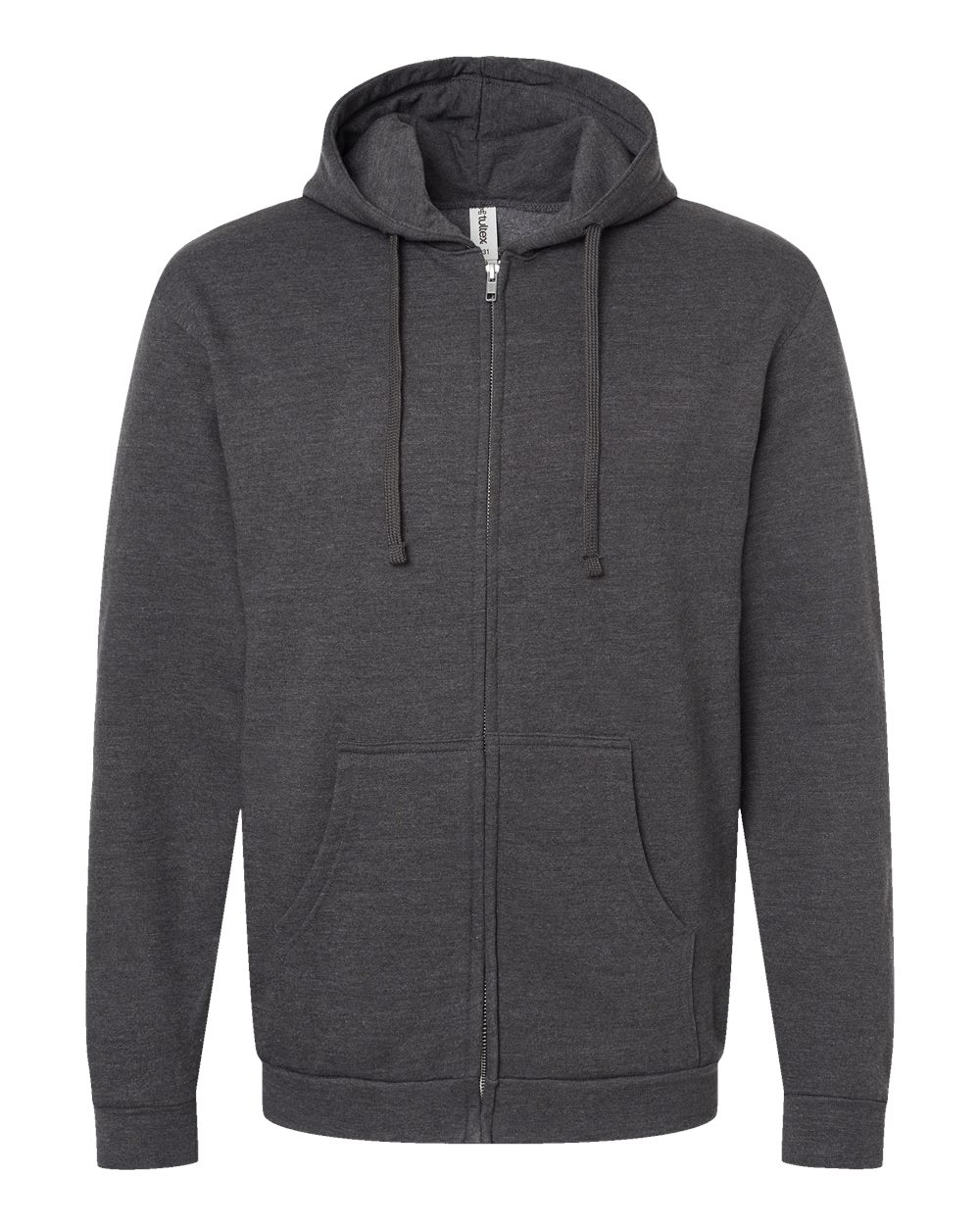 Front View of Heather Charcoal Full-Zip Hooded Sweatshirt - 331