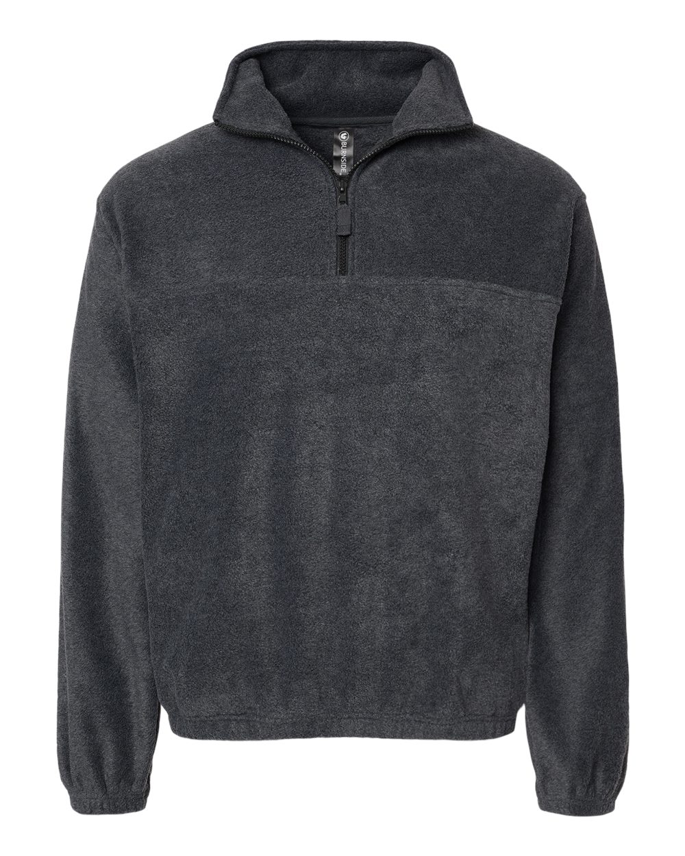 Front View of Heather Charcoal Polar Fleece Quarter-Zip Pullover - 3052