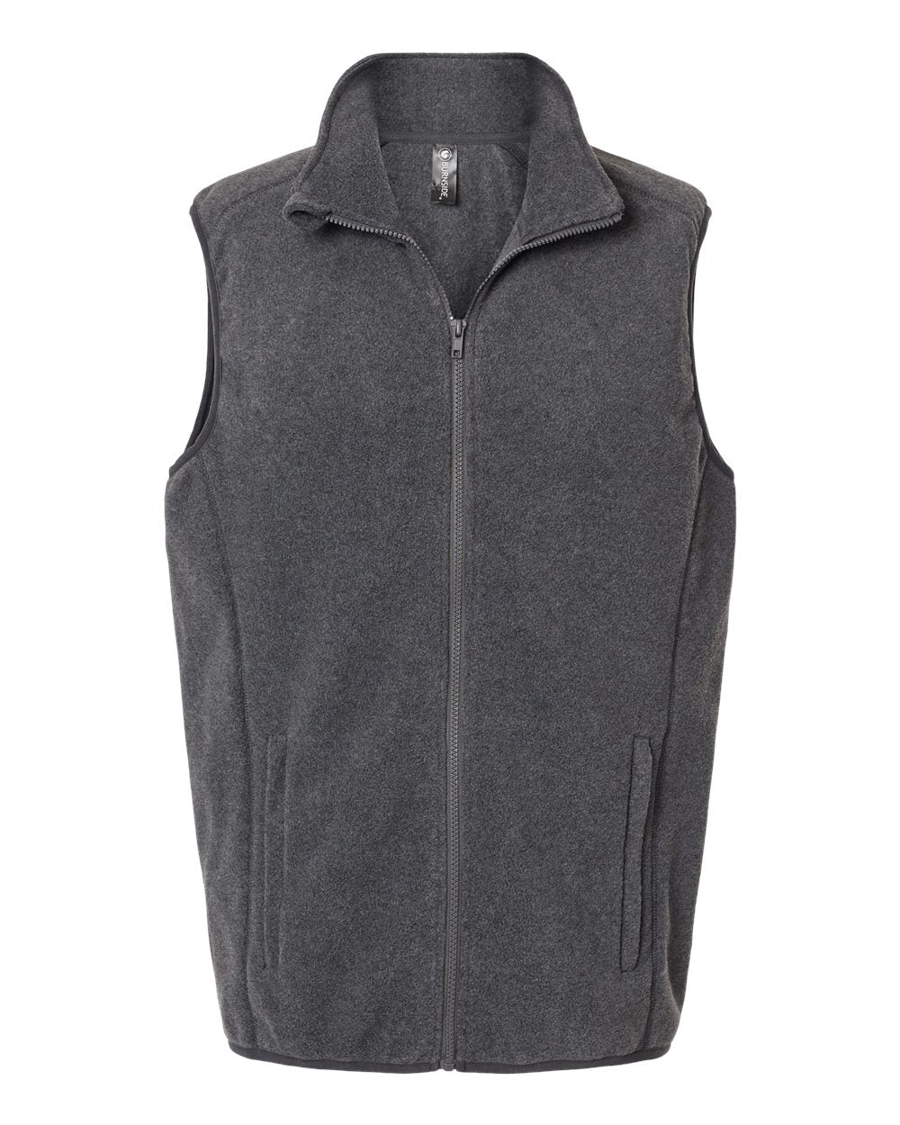 Front View of Heather Charcoal Polar Fleece Vest - 3012