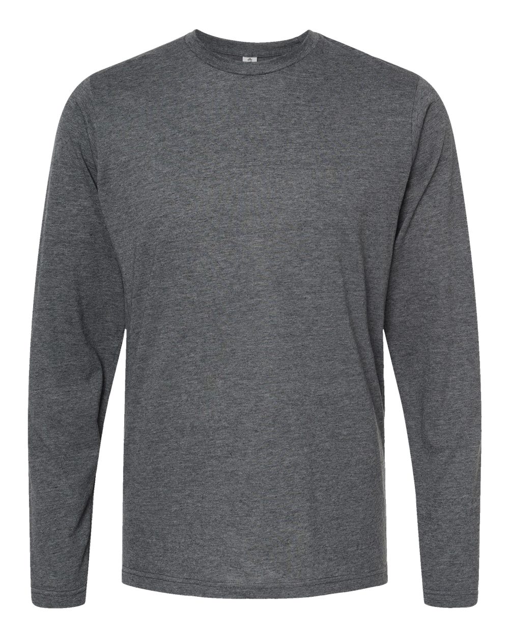 Front View of Heather Charcoal Poly-Rich Long Sleeve T-Shirt - 242