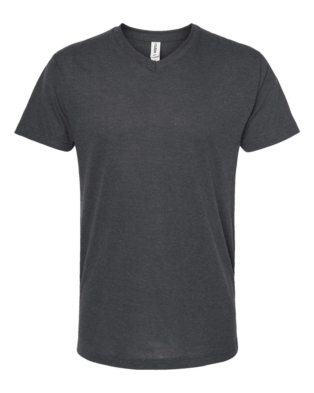 Front View of Heather Charcoal Poly-Rich V-Neck T-Shirt - 207