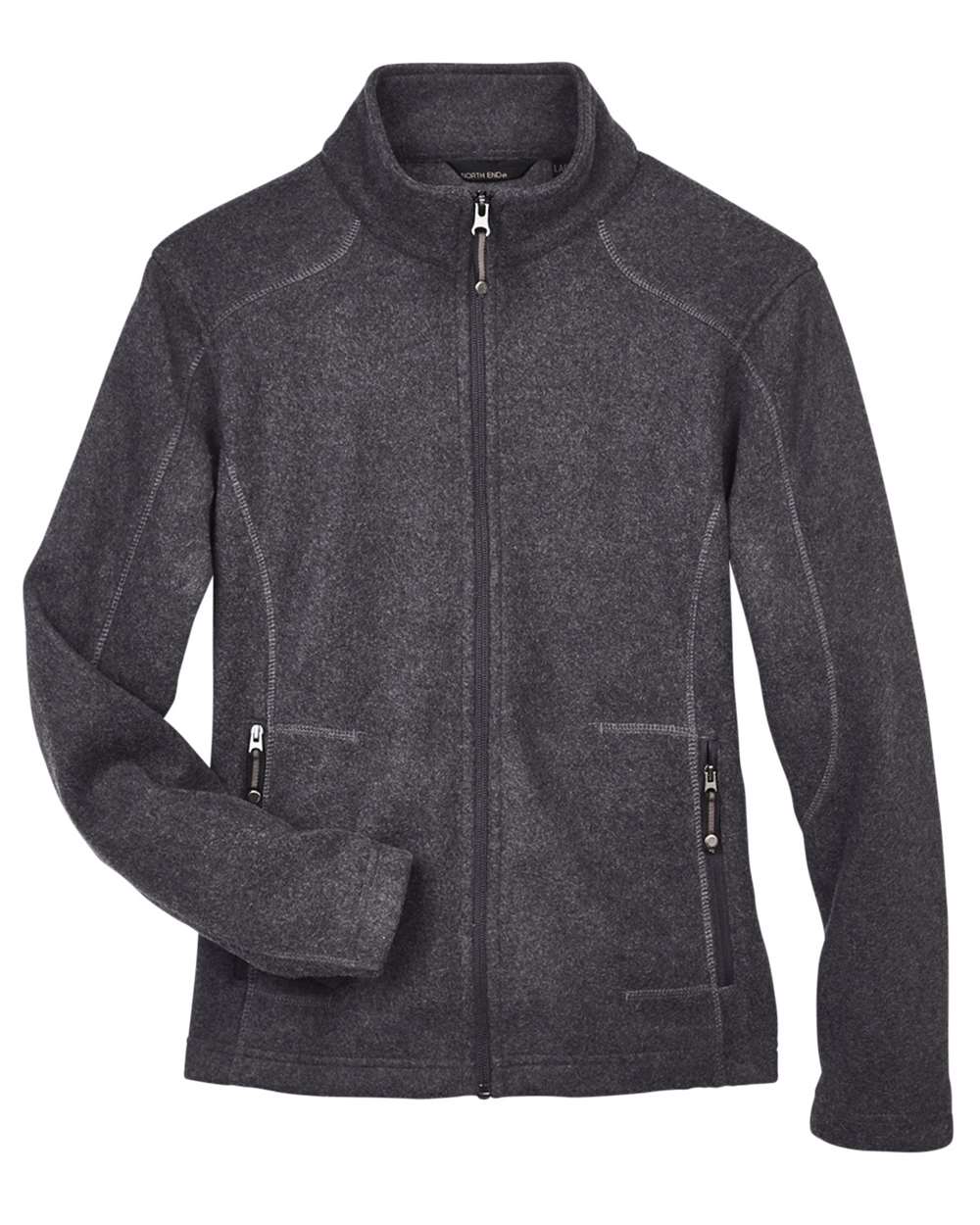Front View of Heather Charcoal Women's Voyage Fleece Jacket - 78172