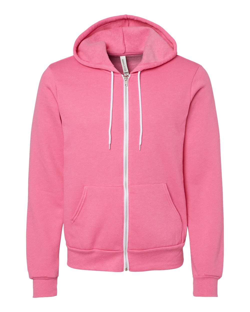 Front View of Heather Charity Pink Sponge Fleece Full-Zip Hoodie - 3739
