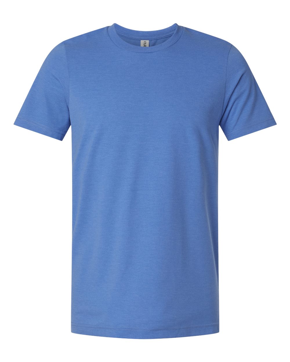 Front View of Heather Columbia Blue Combed CVC T-Shirt - 602CVC