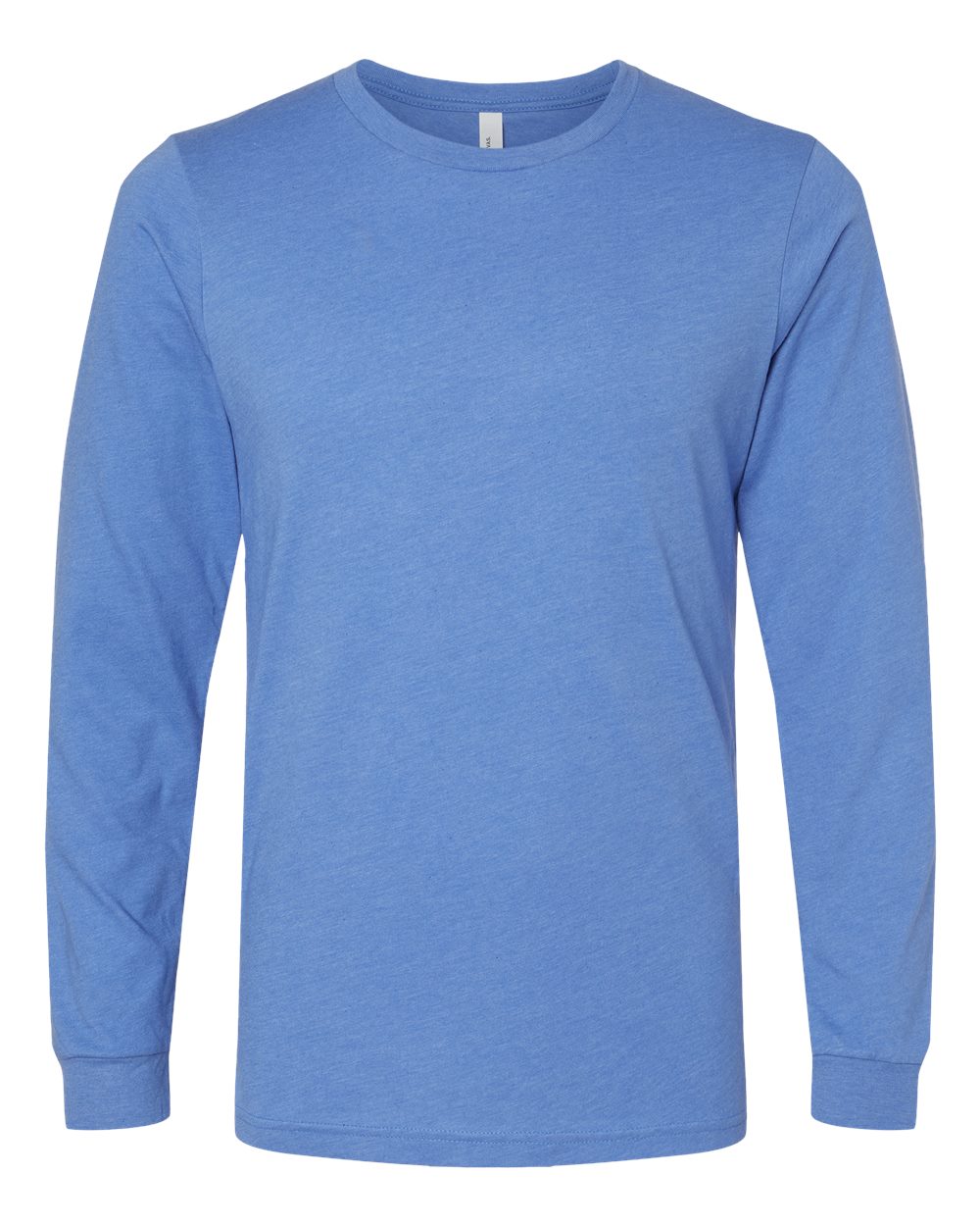 Front View of Heather Columbia Blue Heather CVC Long Sleeve Tee - 3501CVC