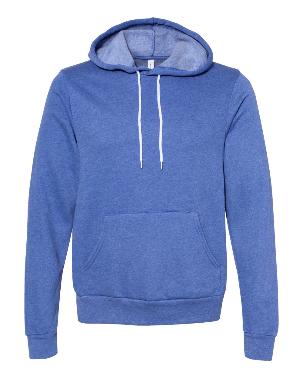 Front View of Heather Columbia Blue Sponge Fleece Hoodie - 3719