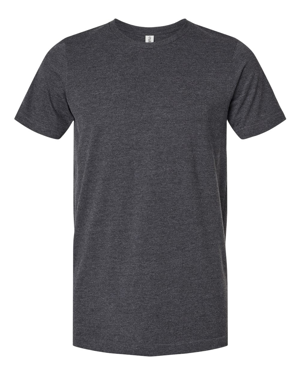 Front View of Heather Dark Grey Combed CVC T-Shirt - 602CVC