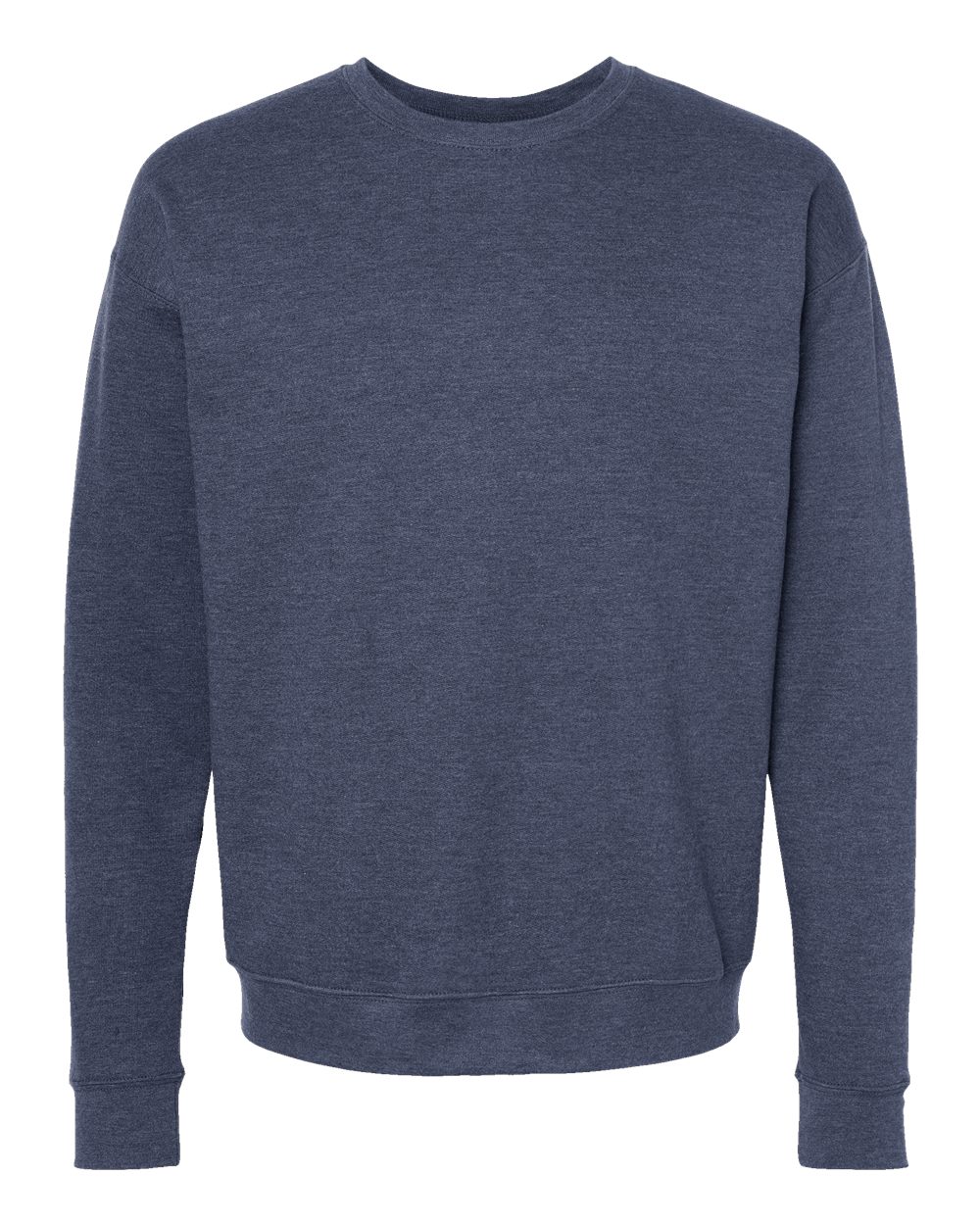 Front View of Heather Denim Fleece Crewneck Sweatshirt - 340