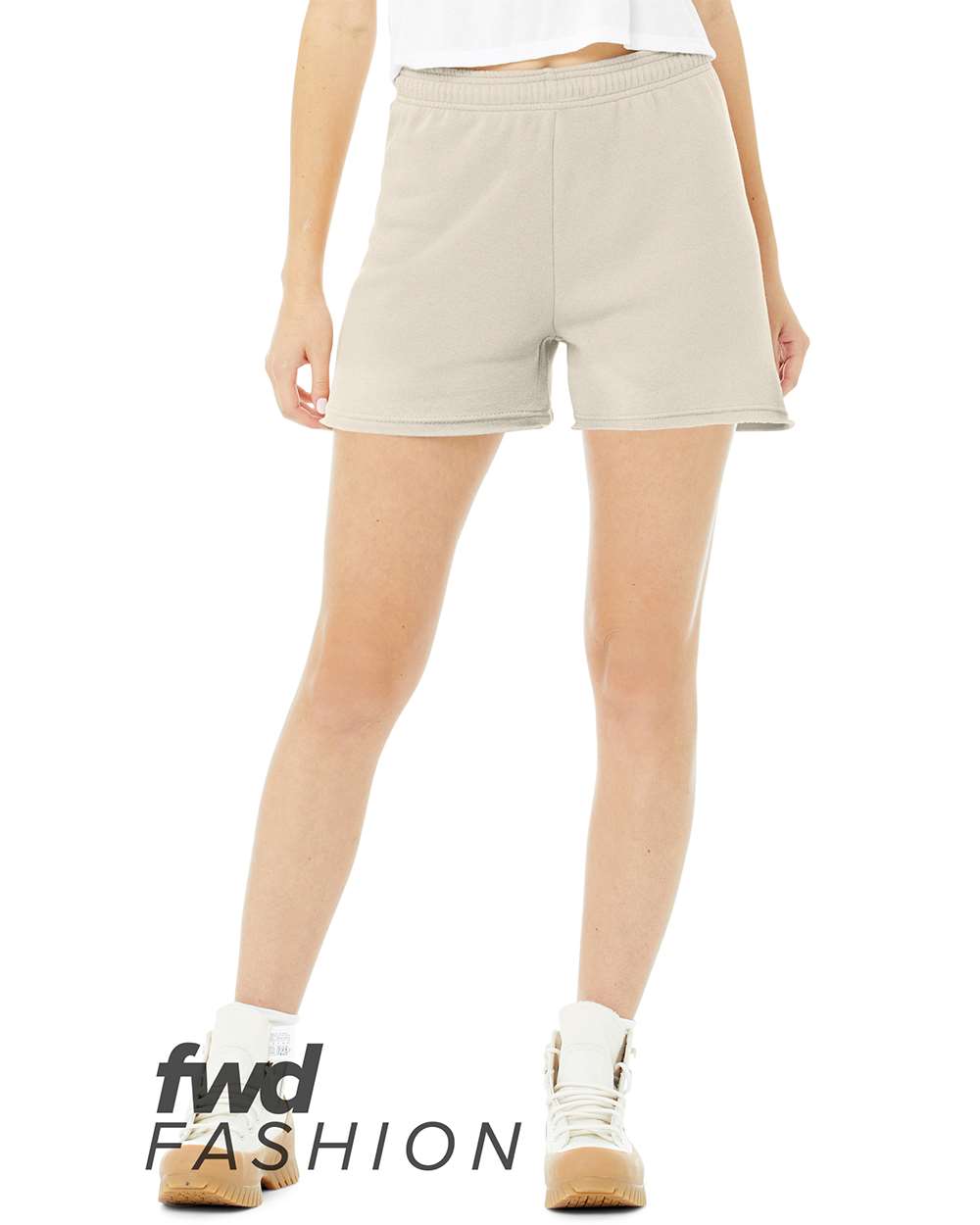 Front View of Heather Dust FWD Fashion Women's Cutoff Fleece Shorts - 3797