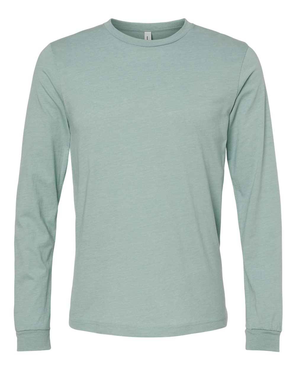 Front View of Heather Dusty Blue Heather CVC Long Sleeve Tee - 3501CVC