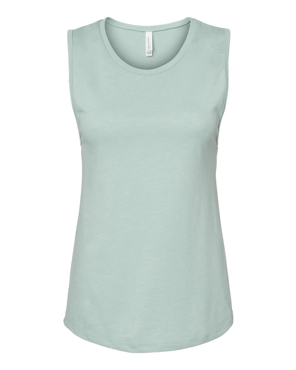 Front View of Heather Dusty Blue Women's Jersey Muscle Tank - 6003