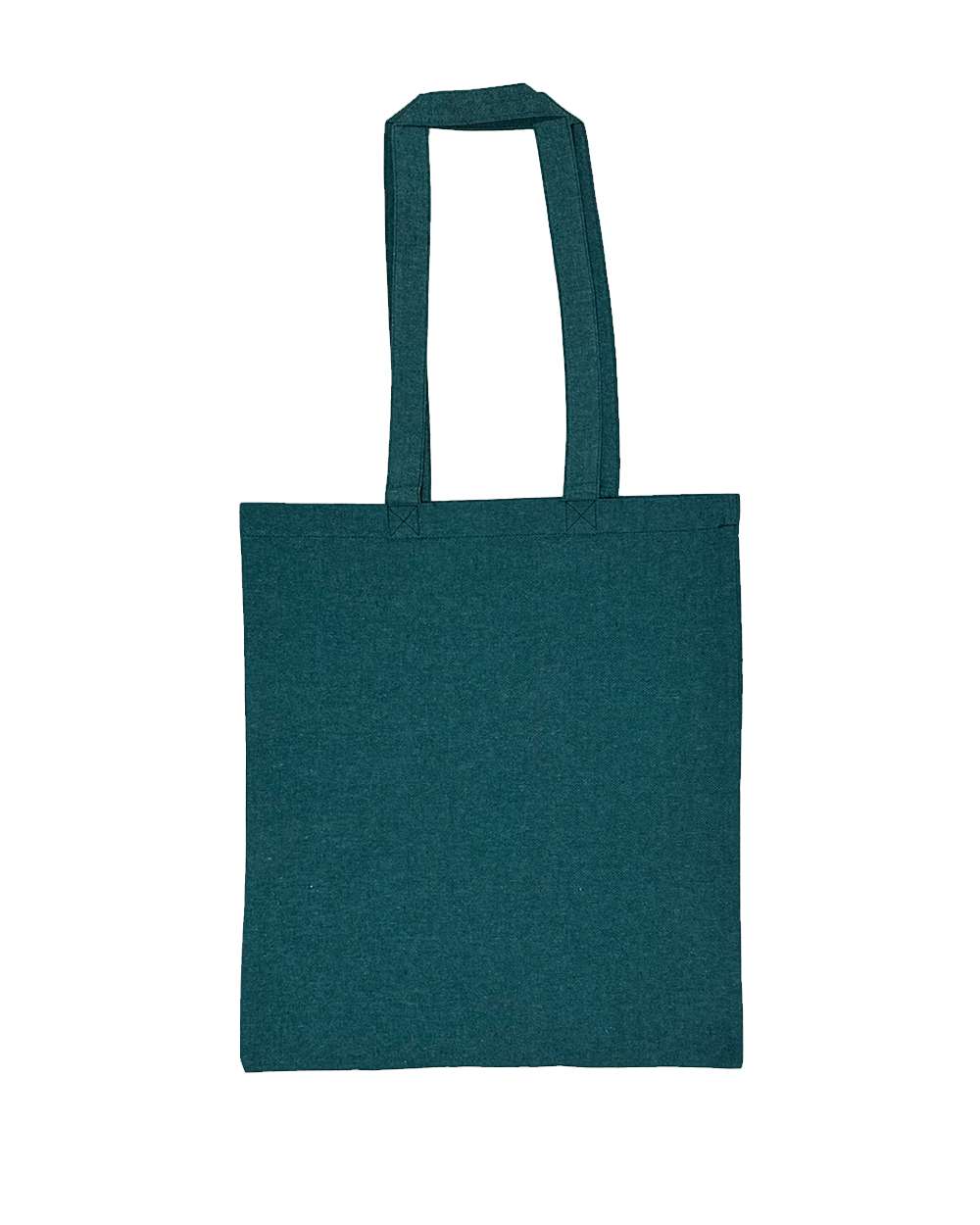 Front View of Heather Emerald Green Lightweight Recycled Canvas Tote Bag with Extended Handle - 8505R