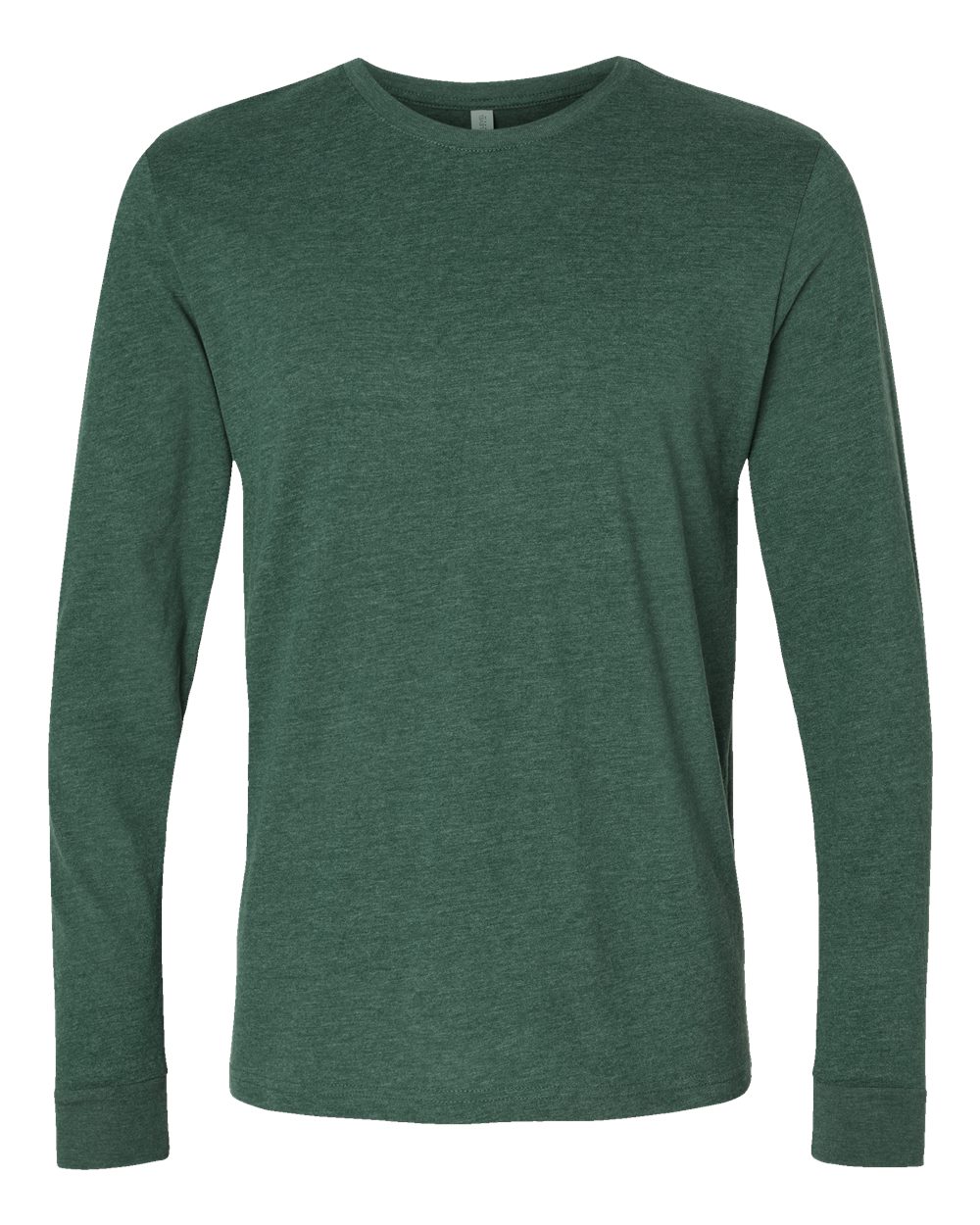 Front View of Heather Forest Green Sueded Long Sleeve T-Shirt - 6411
