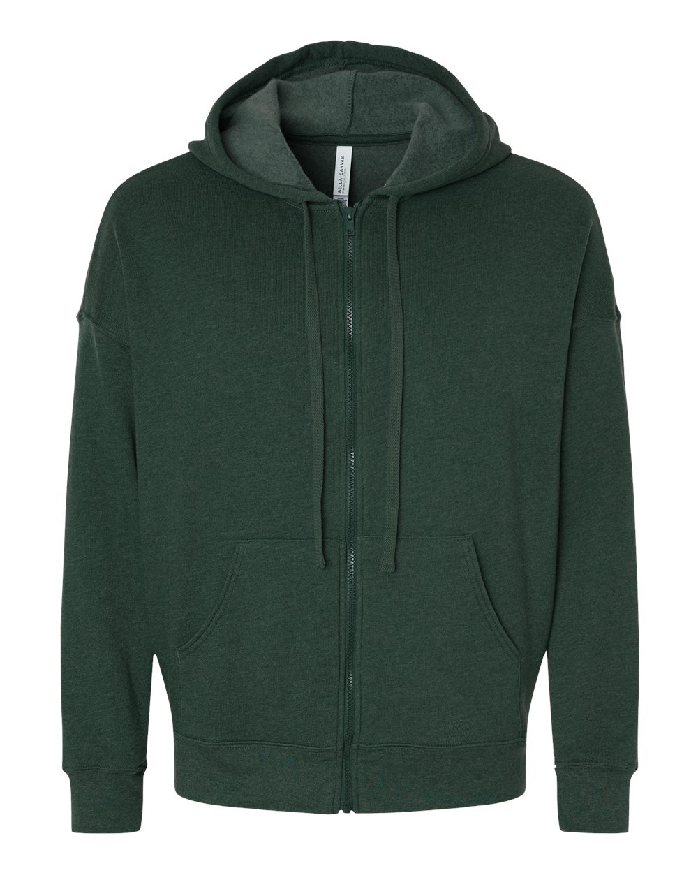 Front View of Heather Forest Sponge Fleece DTM Full-Zip Hoodie - 3759