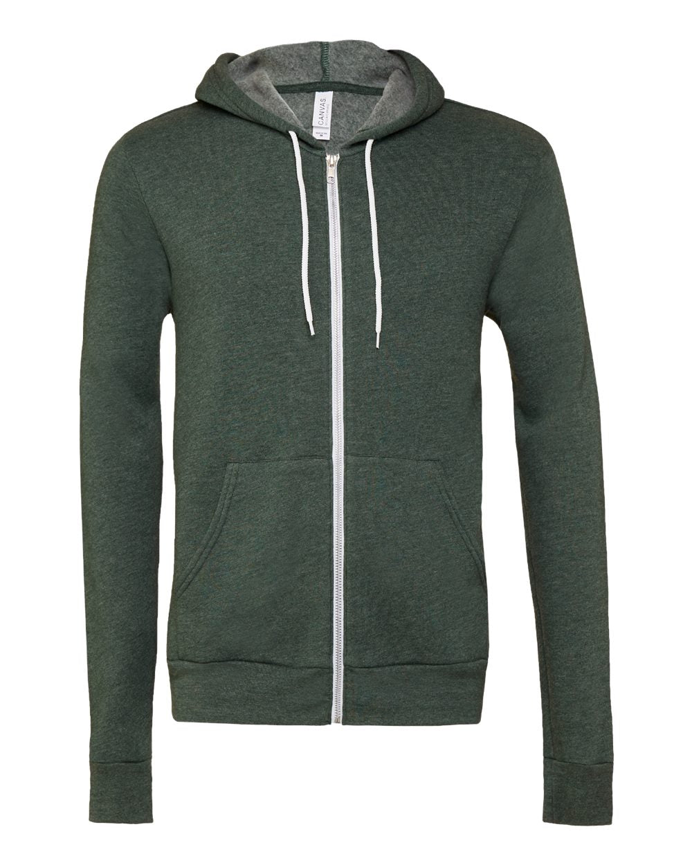 Front View of Heather Forest Sponge Fleece Full-Zip Hoodie - 3739