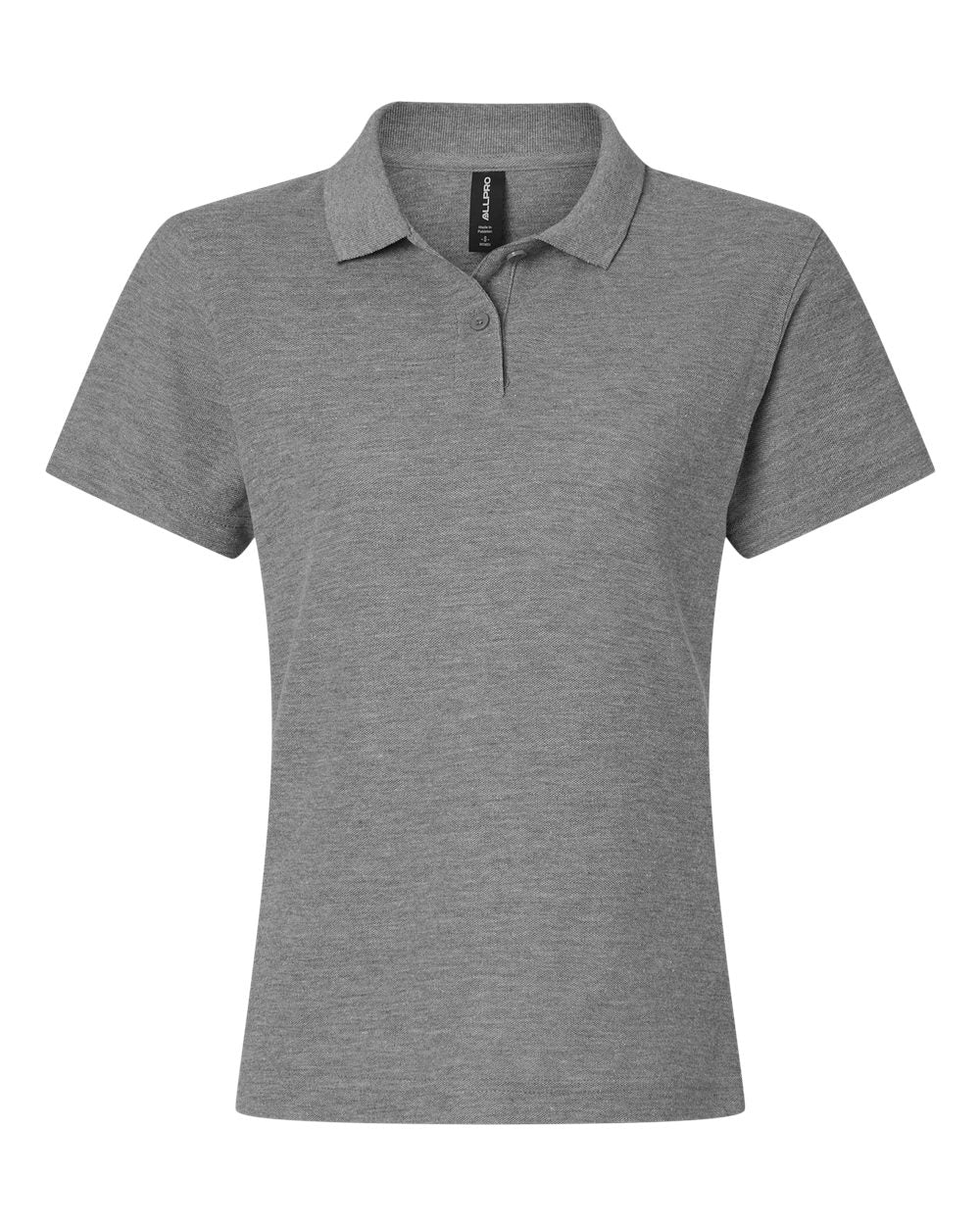 Front View of Heather Granite Women's Pique Polo - 62800L