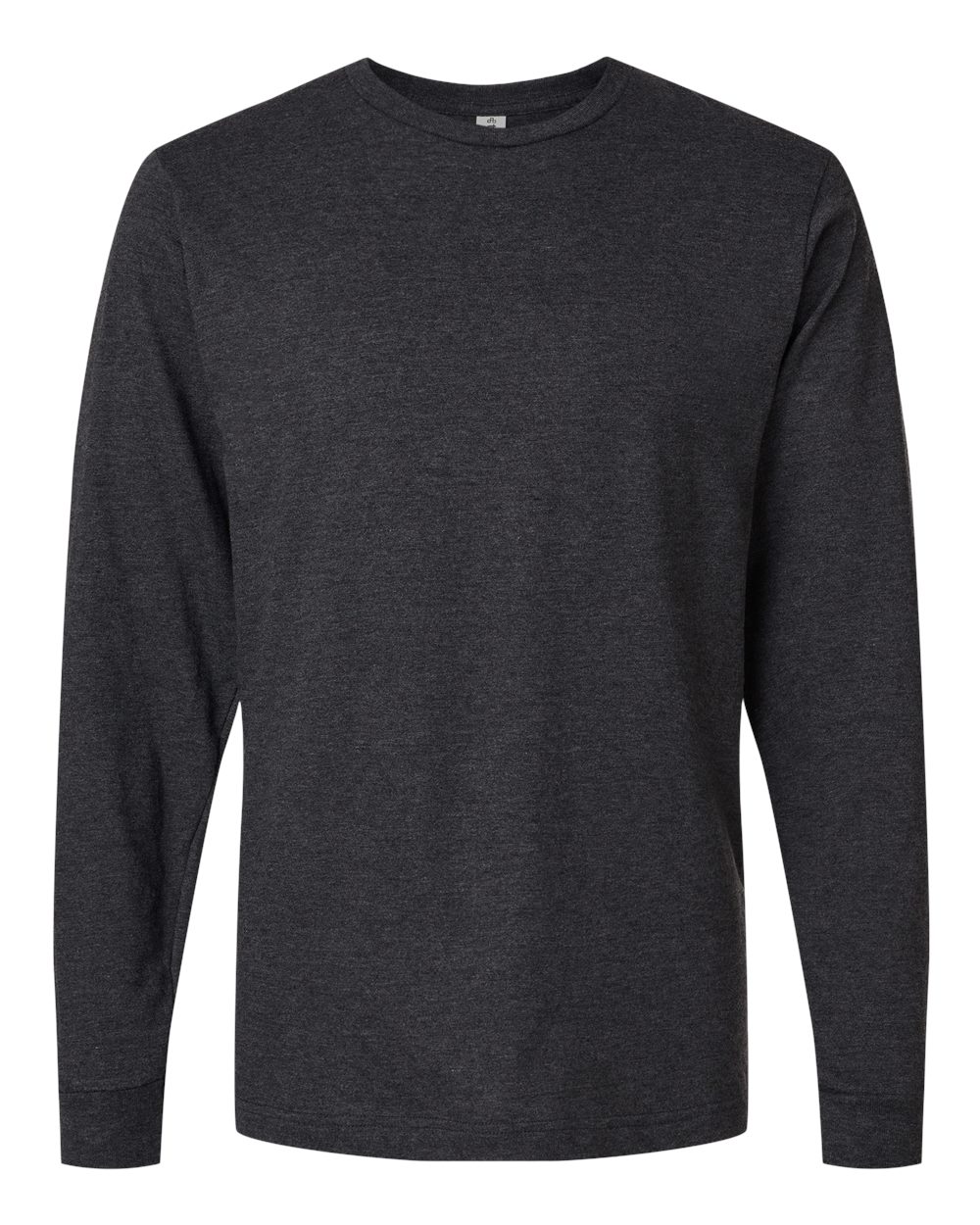 Front View of Heather Graphite Fine Jersey Long Sleeve T-Shirt - 202LS