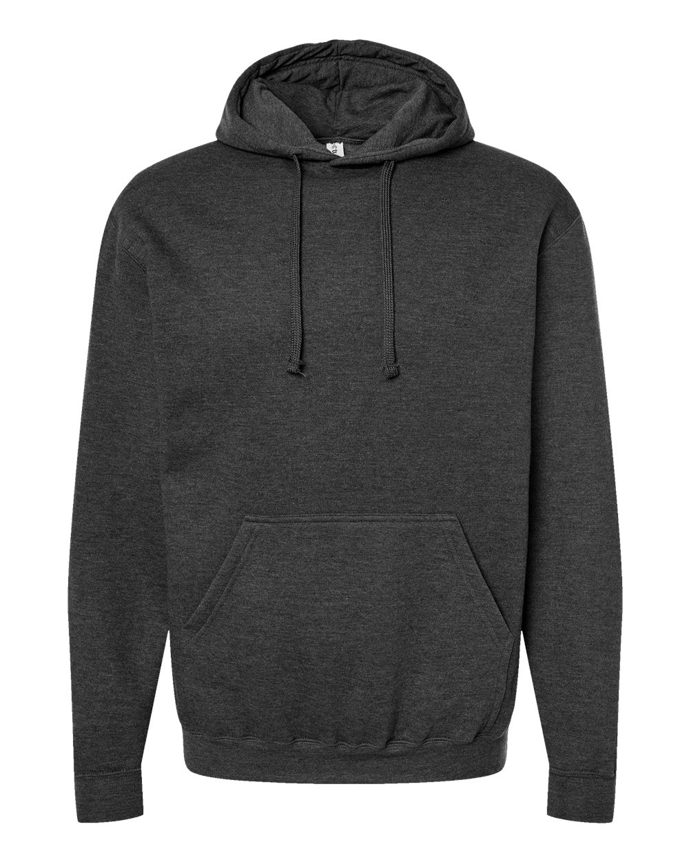 Front View of Heather Graphite Fleece Hooded Sweatshirt - 320