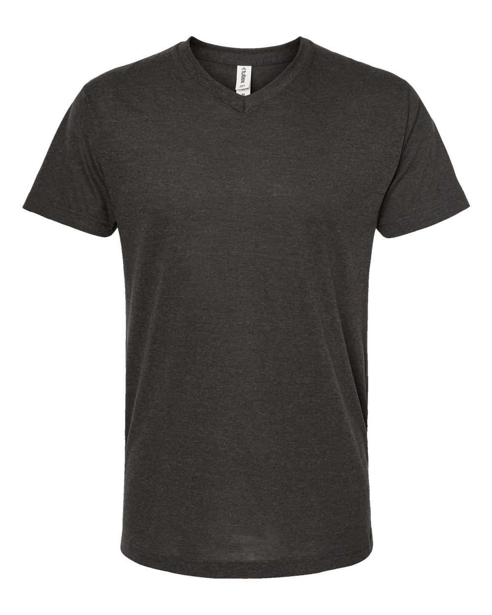 Front View of Heather Graphite Poly-Rich V-Neck T-Shirt - 207