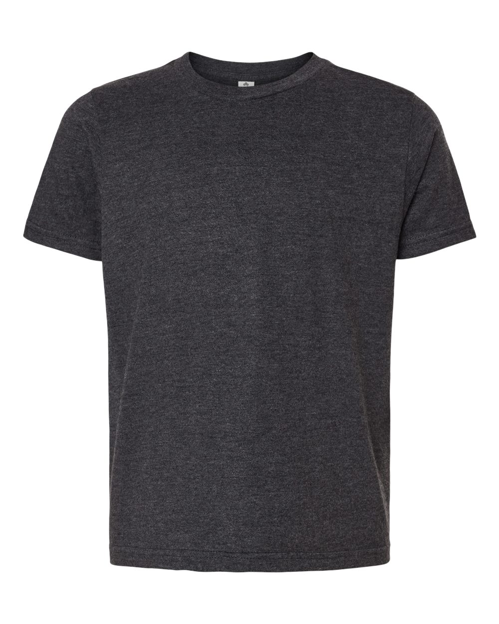 Front View of Heather Graphite Youth Fine Jersey T-Shirt - 235