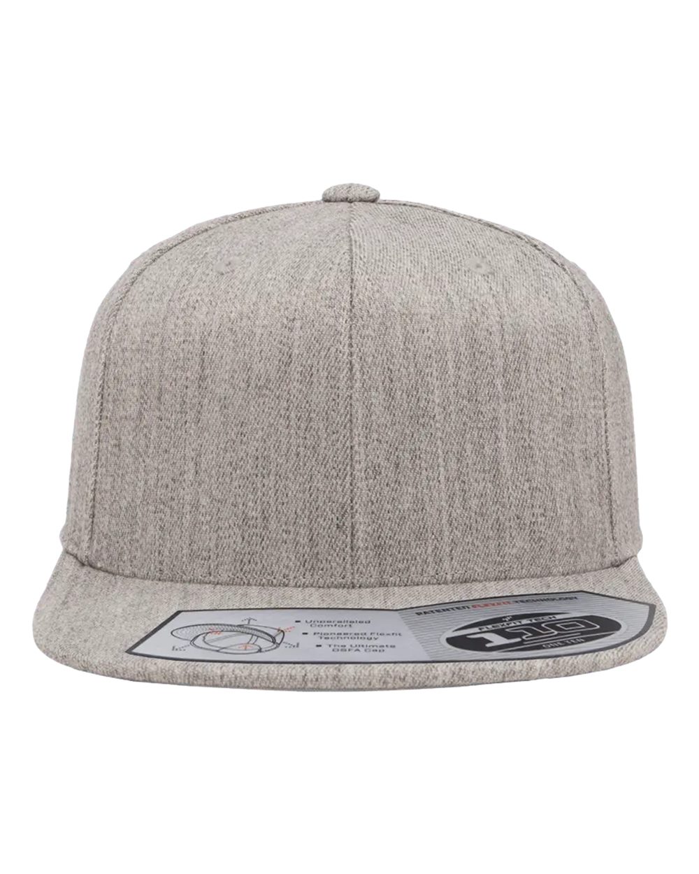 Front View of Heather Grey 110® Snapback Cap - 110F