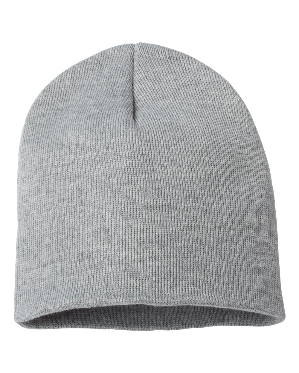 Front View of Heather Grey 8" Beanie - SP08