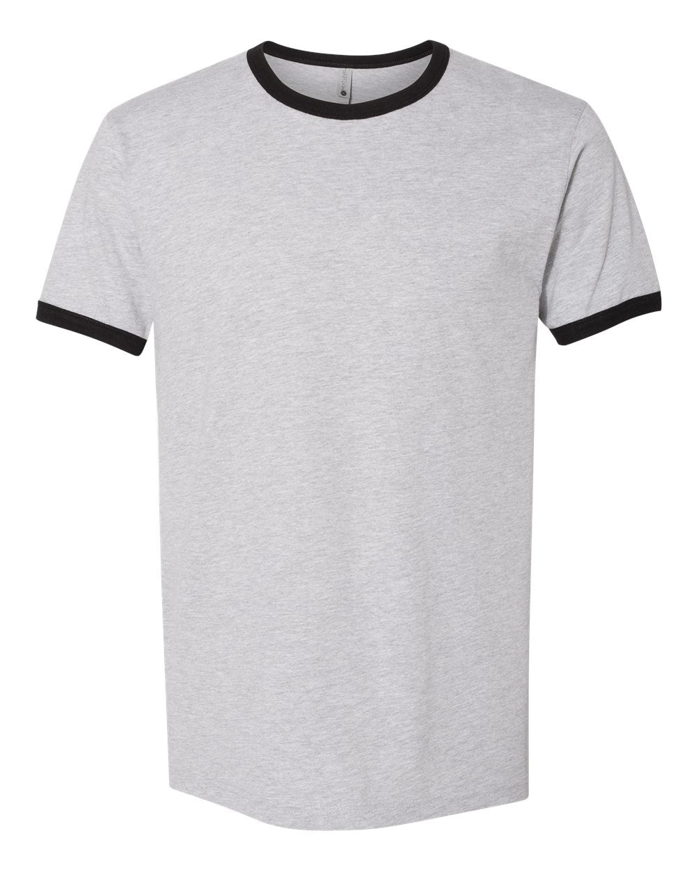 Front View of Heather Grey/ Black Cotton Ringer T-Shirt - 3604