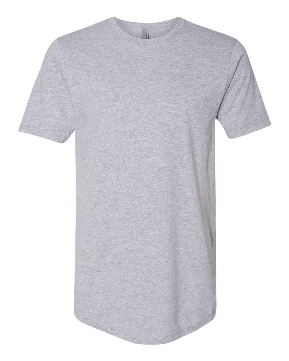 Front View of Heather Grey Cotton Long Body T-Shirt - 3602