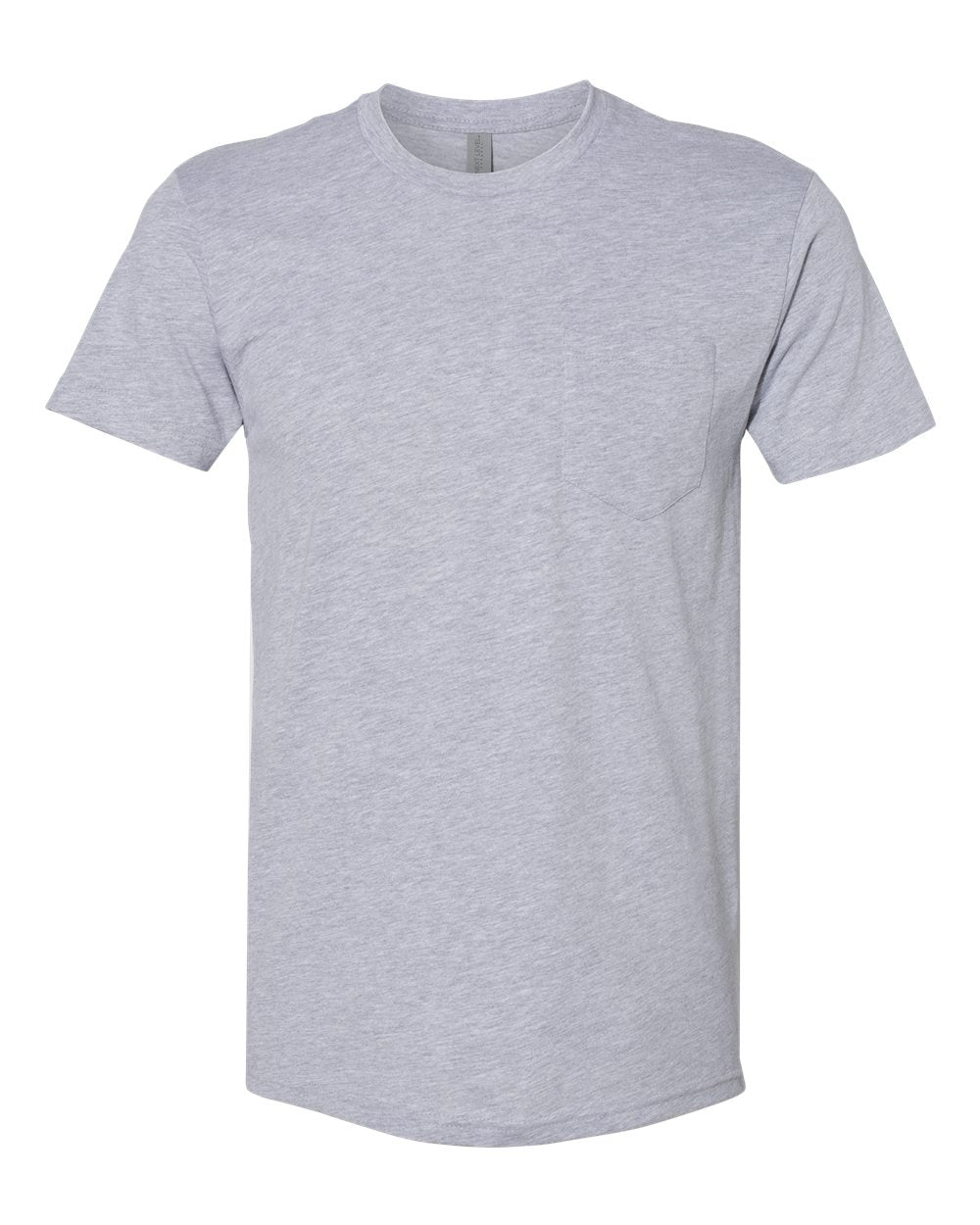 Front View of Heather Grey Cotton Pocket T-Shirt - 3605