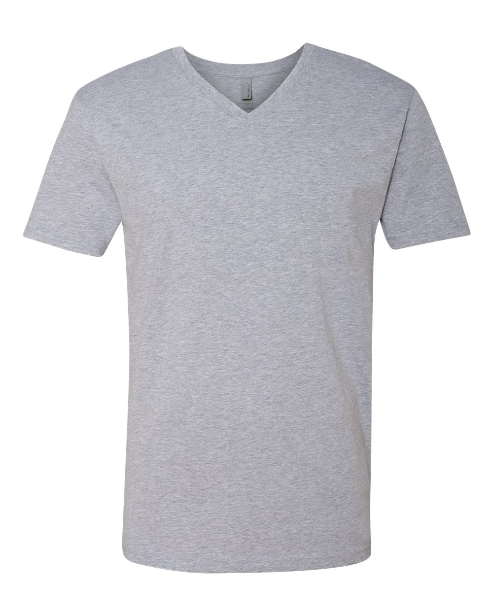 Front View of Heather Grey Cotton V-Neck T-Shirt - 3200