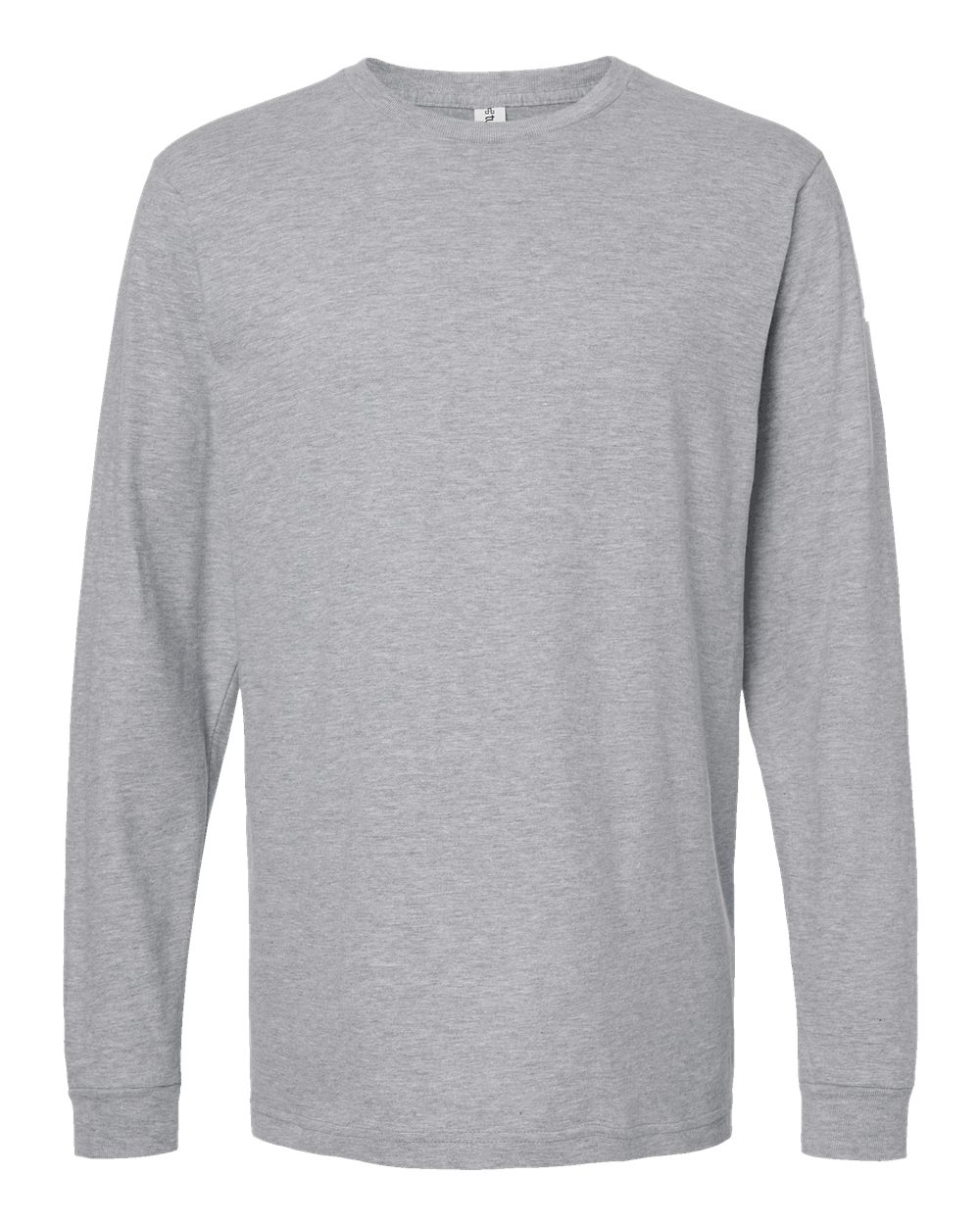 Front View of Heather Grey Fine Jersey Long Sleeve T-Shirt - 202LS
