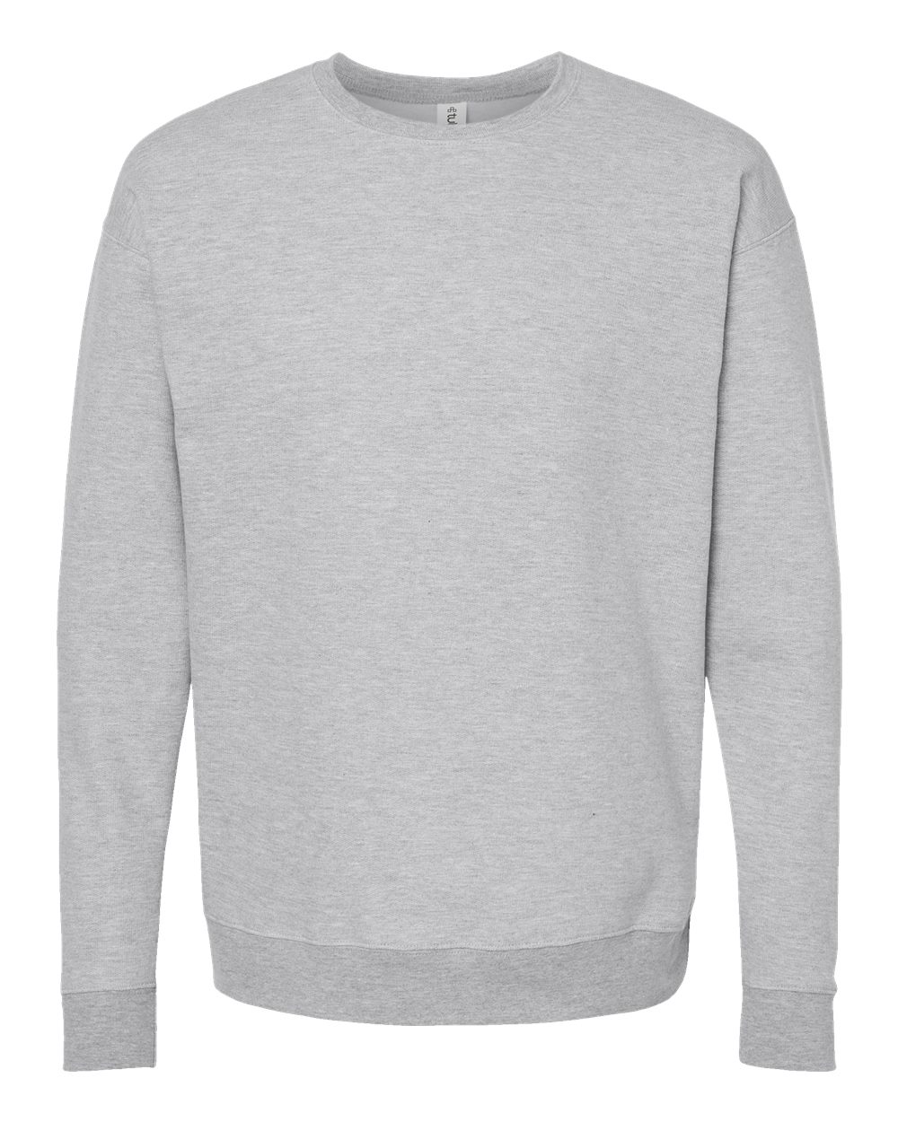 Front View of Heather Grey Fleece Crewneck Sweatshirt - 340
