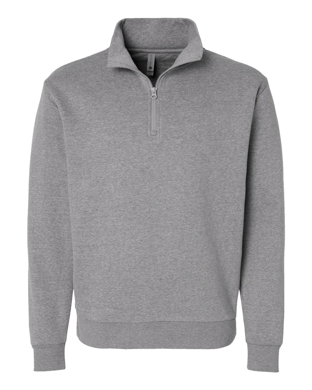 Front View of Heather Grey Fleece Quarter-Zip Pullover - 9643