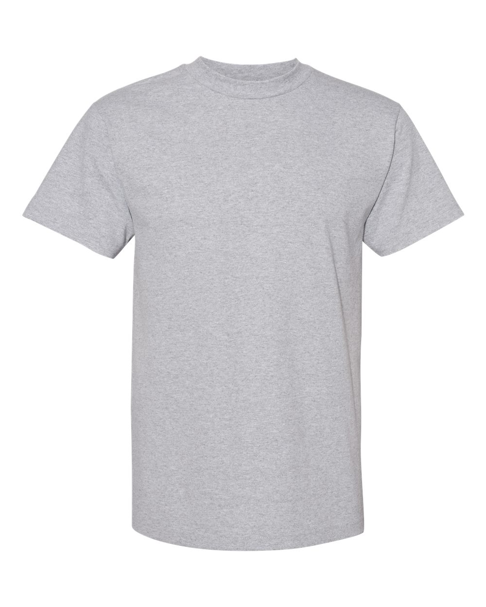 Front View of Heather Grey Heavyweight Cotton Tee - 1301